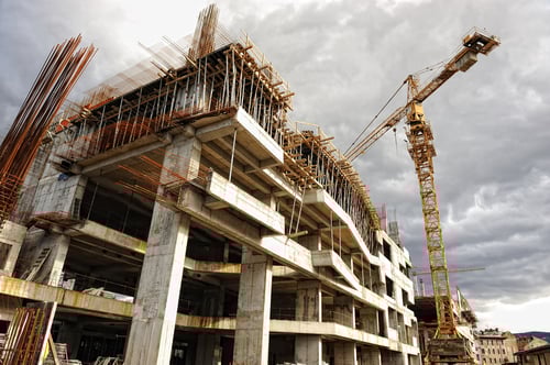 Construction site with crane and building-1
