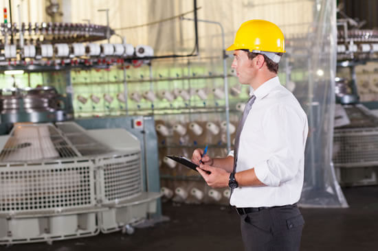 manufacturer reviewing plant inventory