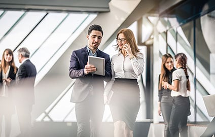 recruiters walking in an office