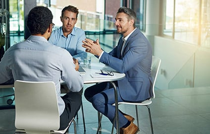 Valuation advisor and client meeting